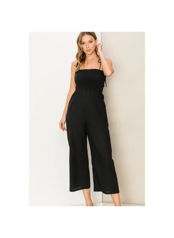 SIMPLICITY SMOCKED JUMPSUIT