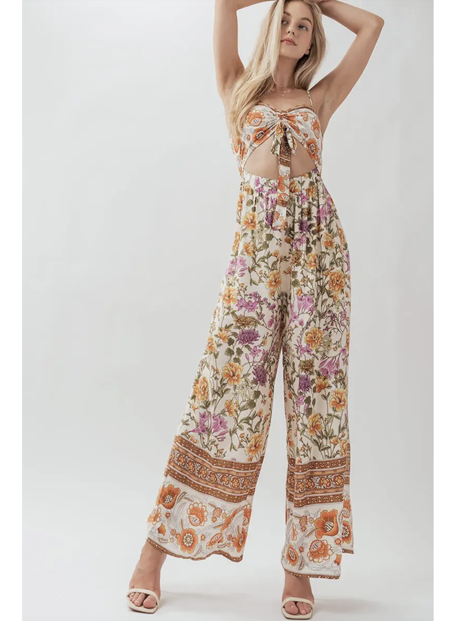 JERRI BOHO WIDE LEG CUTOUT JUMPSUIT