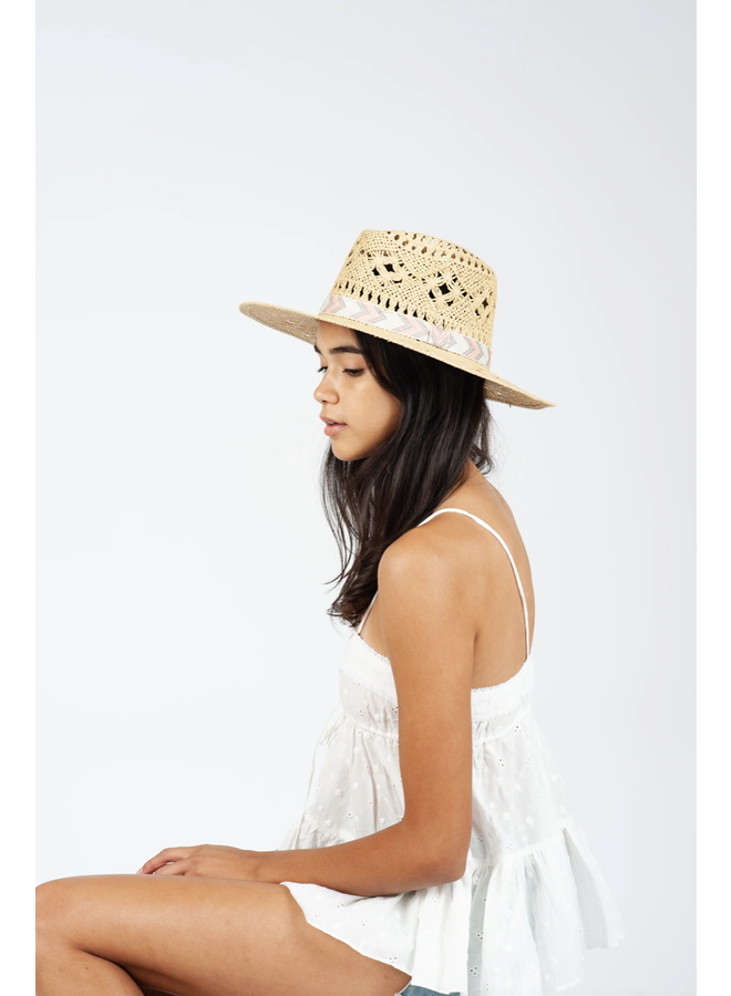 CLARABELLE STRAW FEDORA HAT - NATURAL