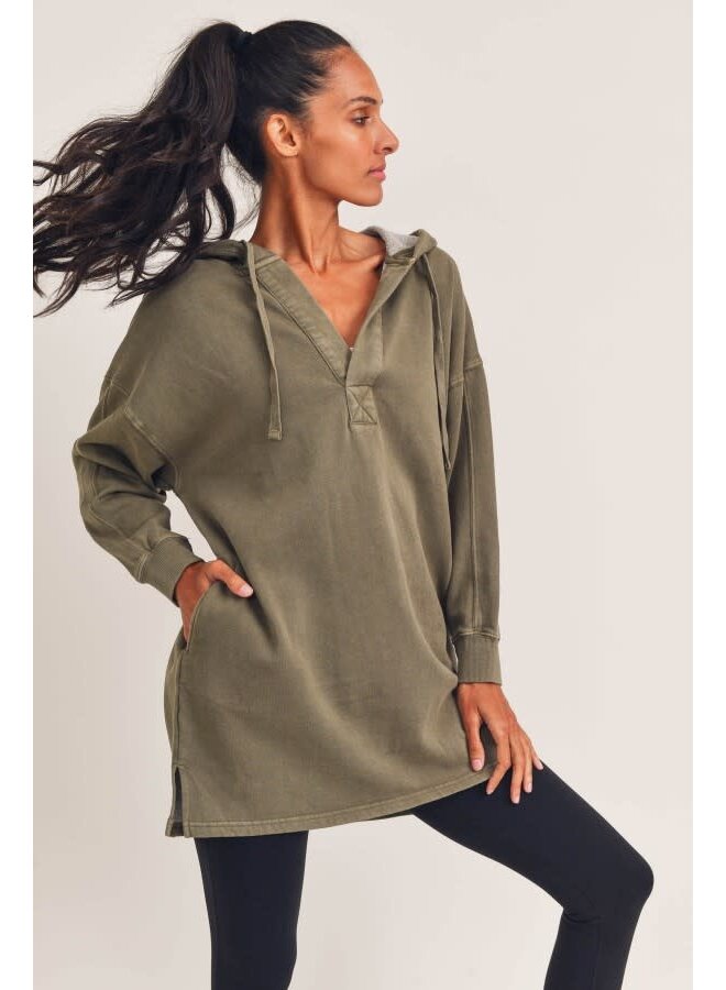 LINZEE LONGLINE MINERAL-WASHED PULLOVER