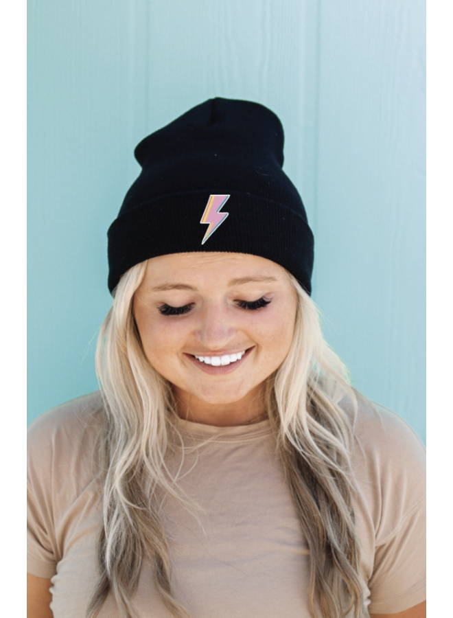 LIGHTNING BOLT PATCH BEANIE BLACK