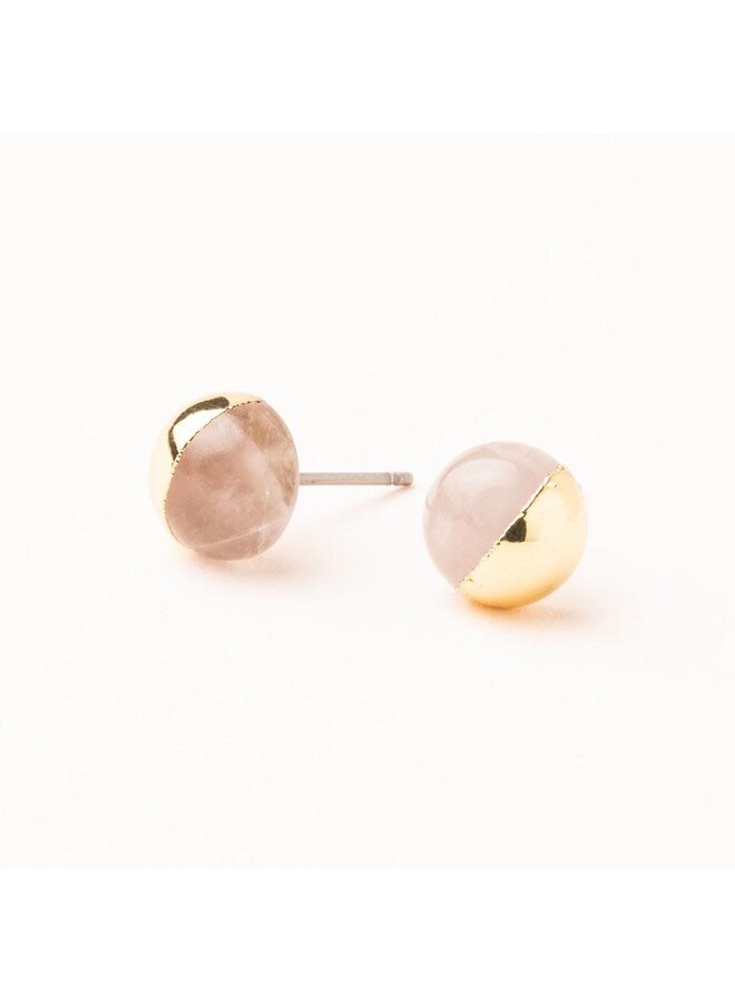 DIPPED STONE STUD- ROSE QUARTZ/GOLD