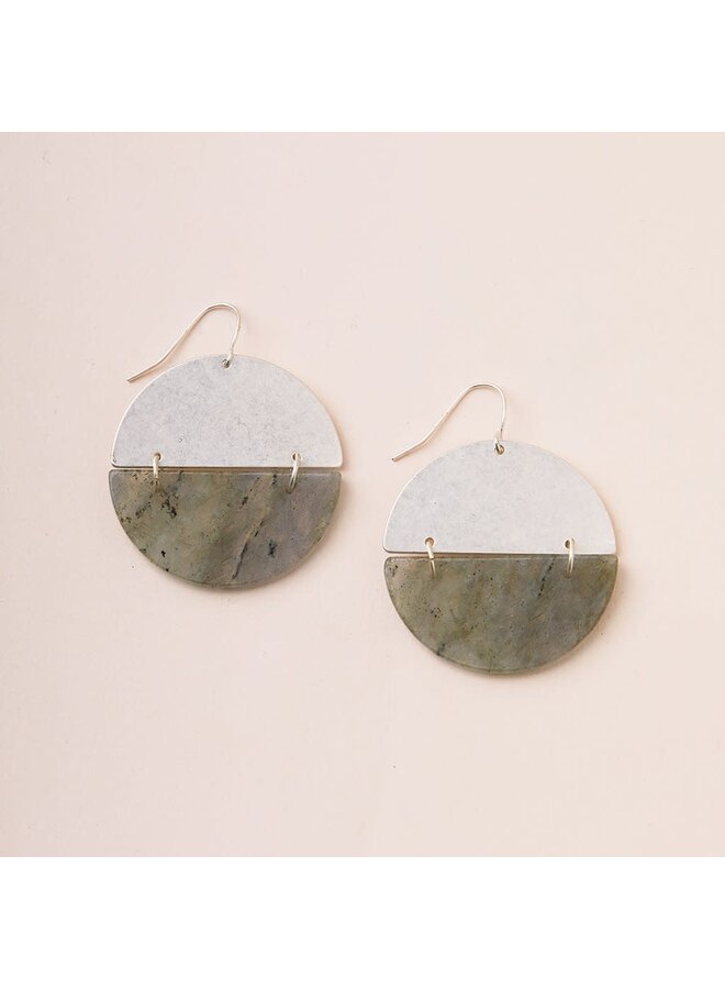 STONE FULL MOON EARRING- LABRADORITE/SILVER