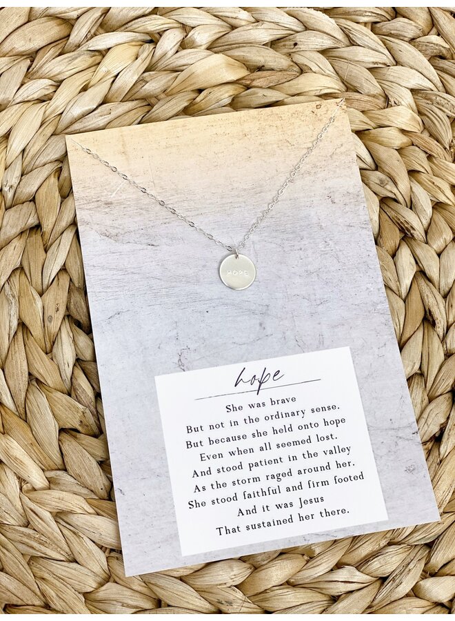 STERLING SILVER HOPE PENDANT NECKLACE