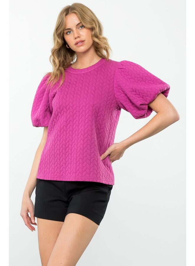 EVERLY PUFF SLEEVE TEXTURED TOP