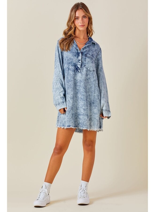 VINTAGE WASH DENIM SHIRT DRESS