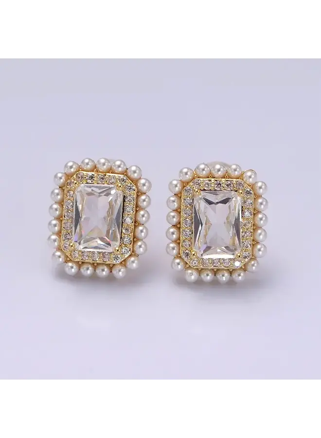 EVERLY PEARL LINED STUD EARRINGS