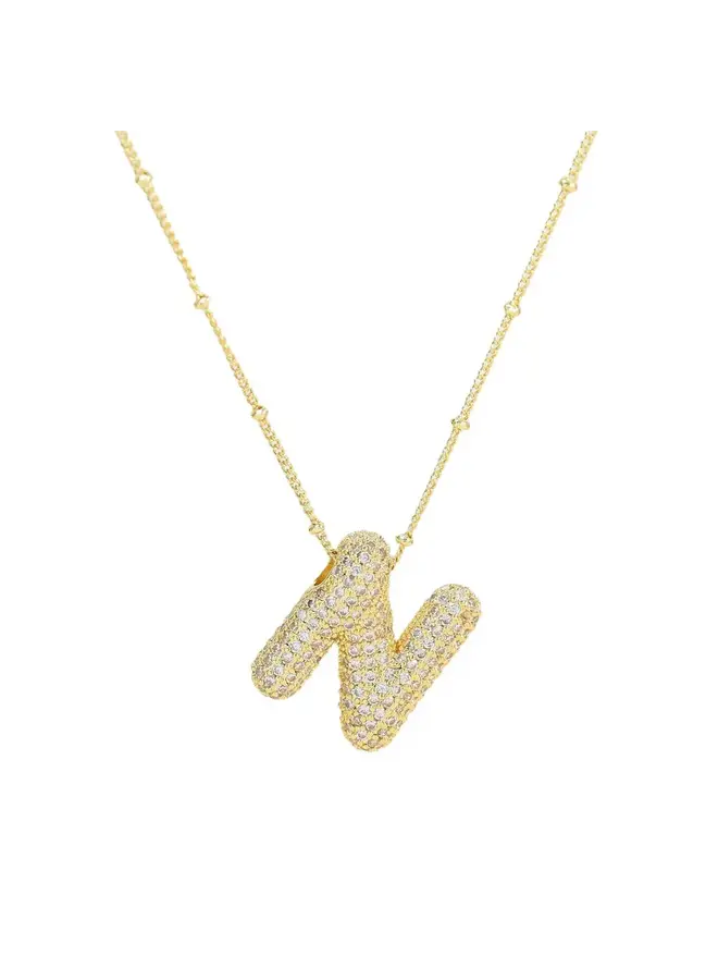 GOLD FILLED BLING BUBBLE INITIAL NECKLACE