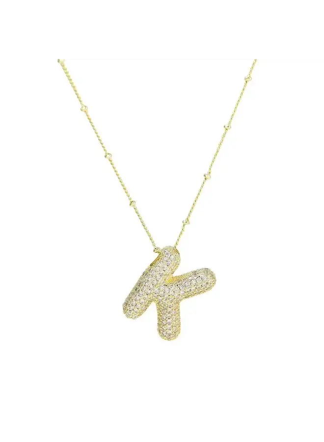 GOLD FILLED BLING BUBBLE INITIAL NECKLACE