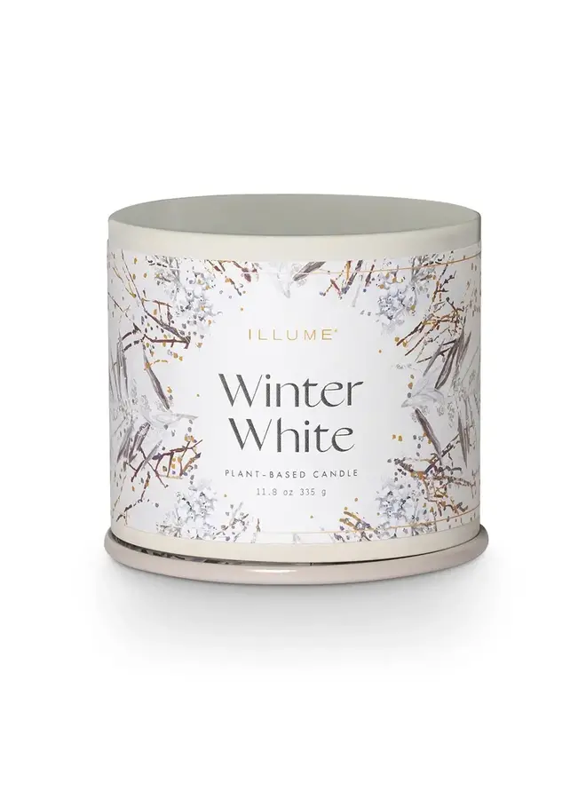 WINTER WHITE VANITY TIN CANDLE 11.8OZ 50 HOUR BURNTIME