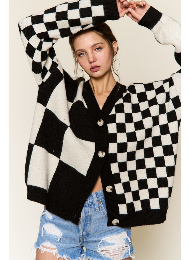 THE CHECKERED CARDIGAN LONG SLEEVE WITH BUTTONS