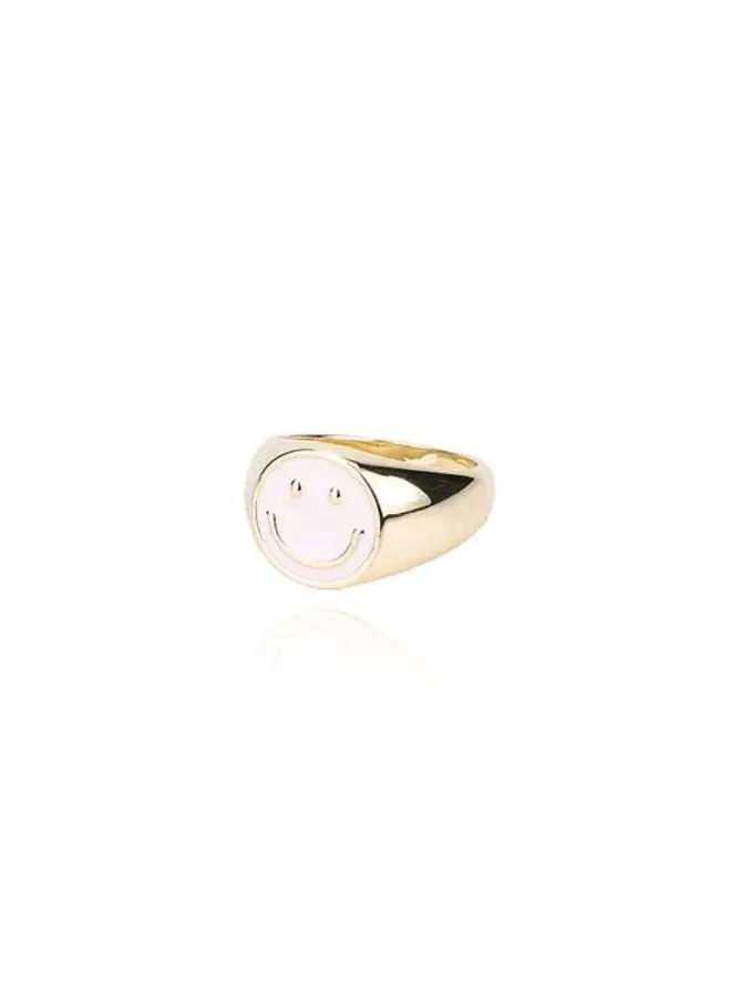 MEREDITH SMILEY FACE RING 18KGP