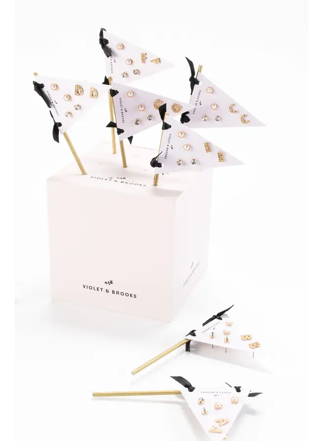 INITIAL PENDANT EARRING SET-18KGF