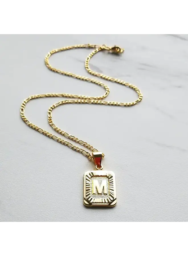 GOLD INITIAL TILE NECKLACE