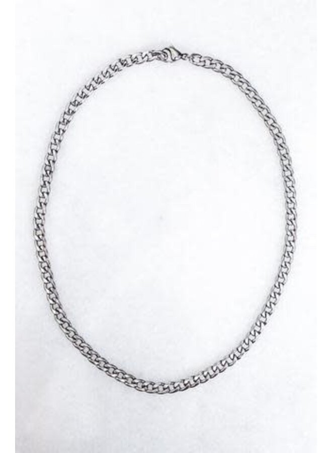 MOXIE 18" SILVER CURB CHAIN NECKLACE