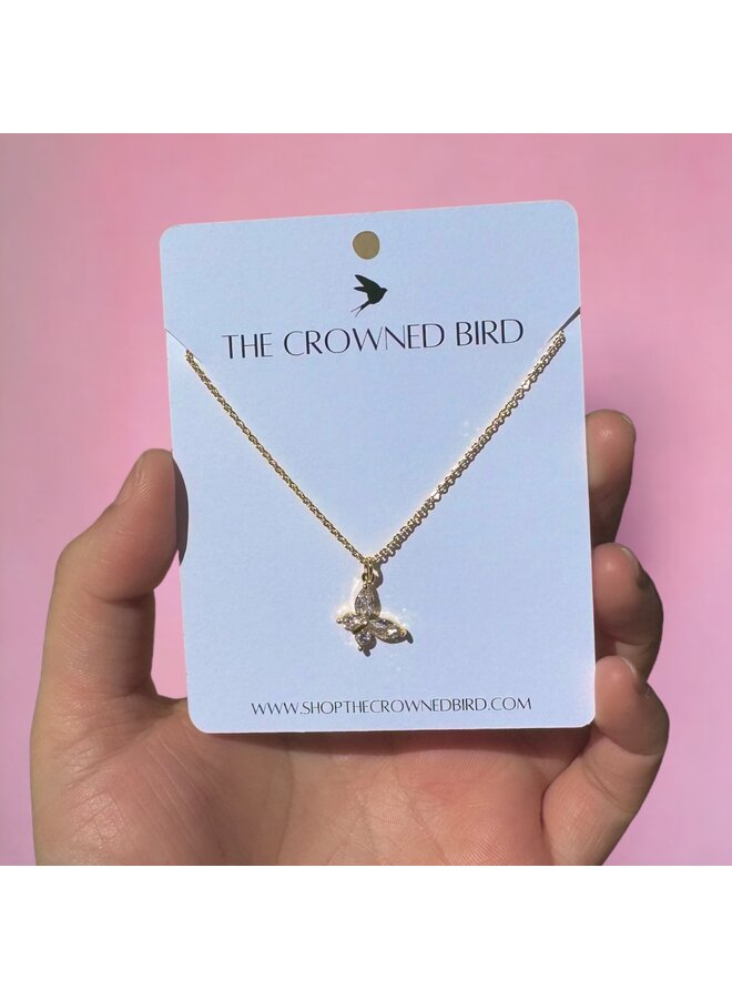 24KGF CZ BUTTERFLY NECKLACE