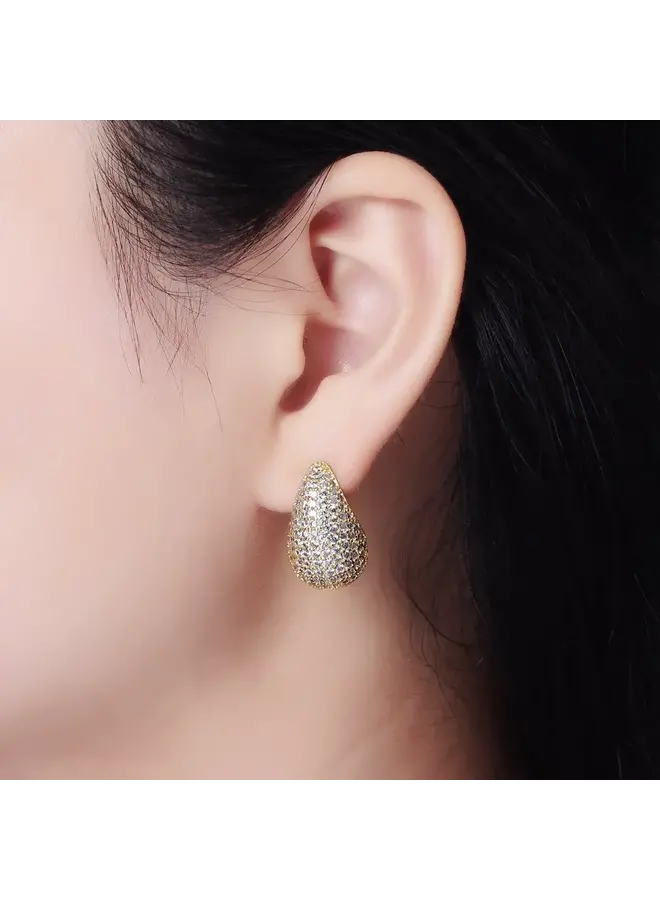 14K GF MICRO PAVED TEARDROP C-SHAPED STUDS