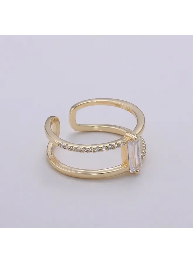 14K GF DOUBLE BAND BAGUETTE RING