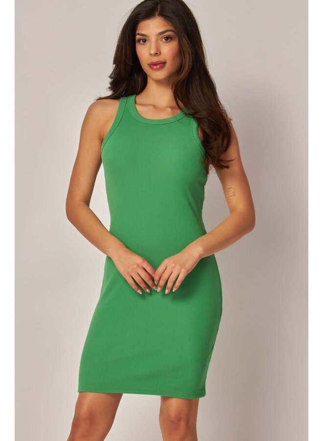 FITTED AND FINE RIBBED TANK MINI DRESS