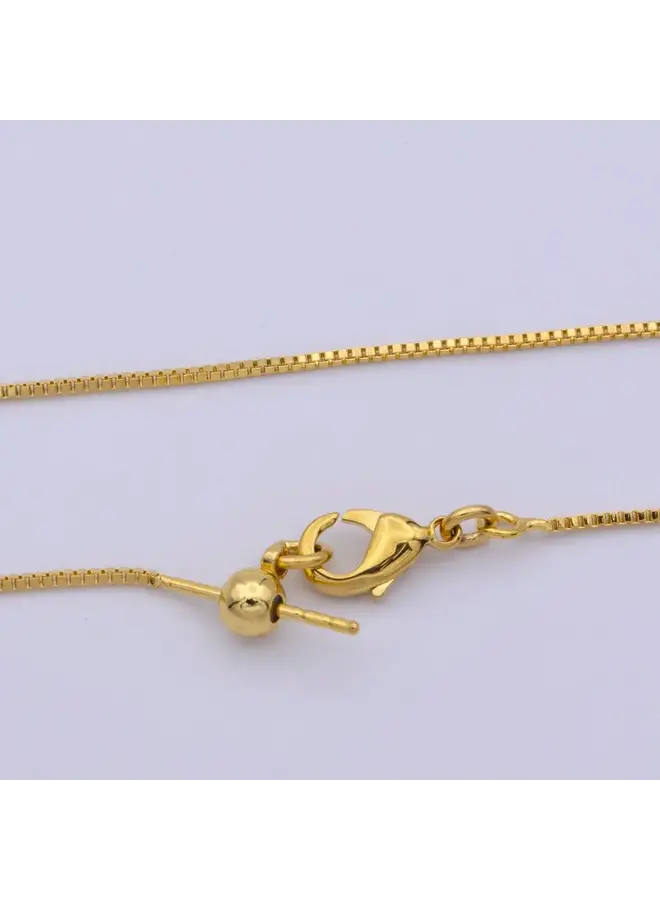 24K GF ADJUSTABLE BOX CHAIN - GOLD - 1MM - UP TO 20"