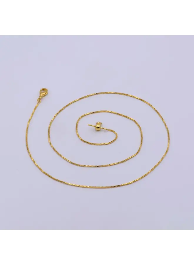 24K GF ADJUSTABLE BOX CHAIN - GOLD - 1MM - UP TO 20"