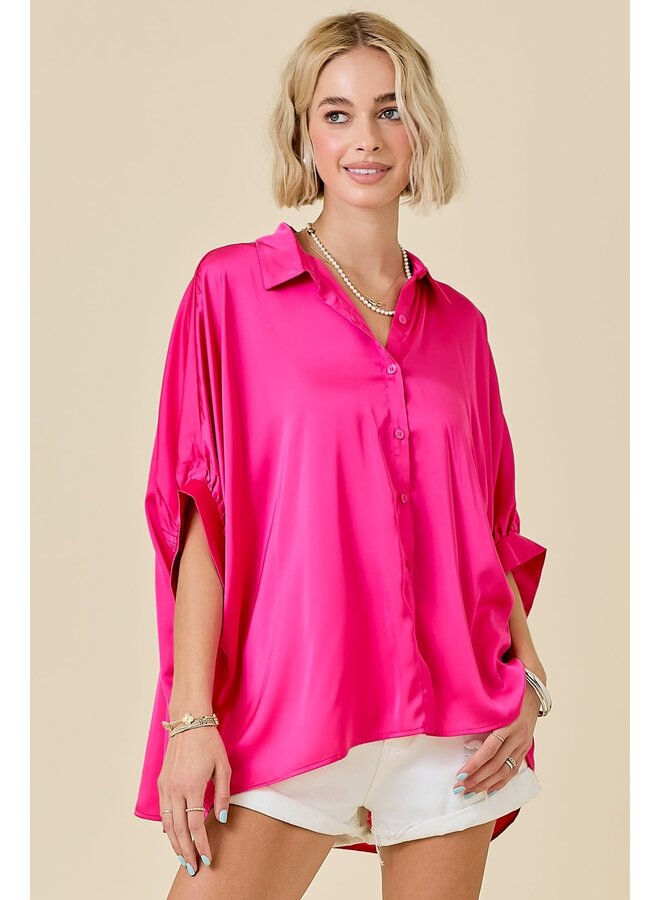 TEAGAN OVERSIZED SATIN BUTTON DOWN
