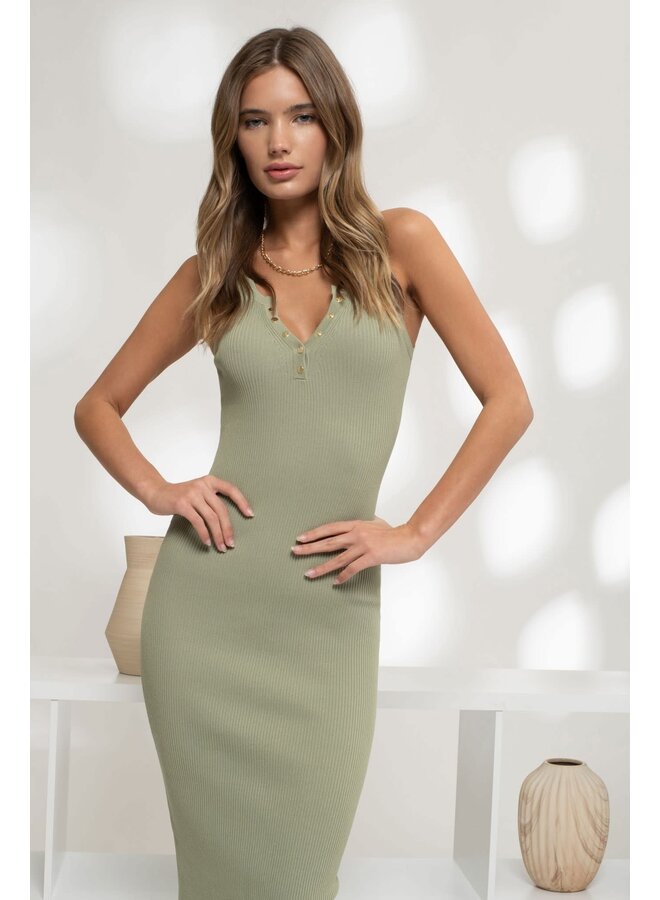 MISS MIDI HENLEY SLEEVELESS DRESS