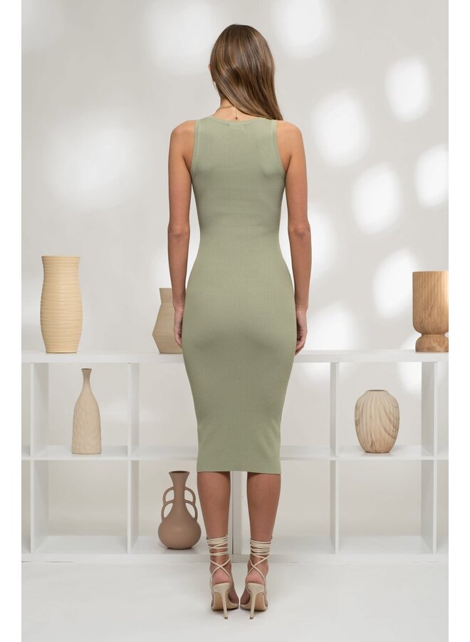 MISS MIDI HENLEY SLEEVELESS DRESS