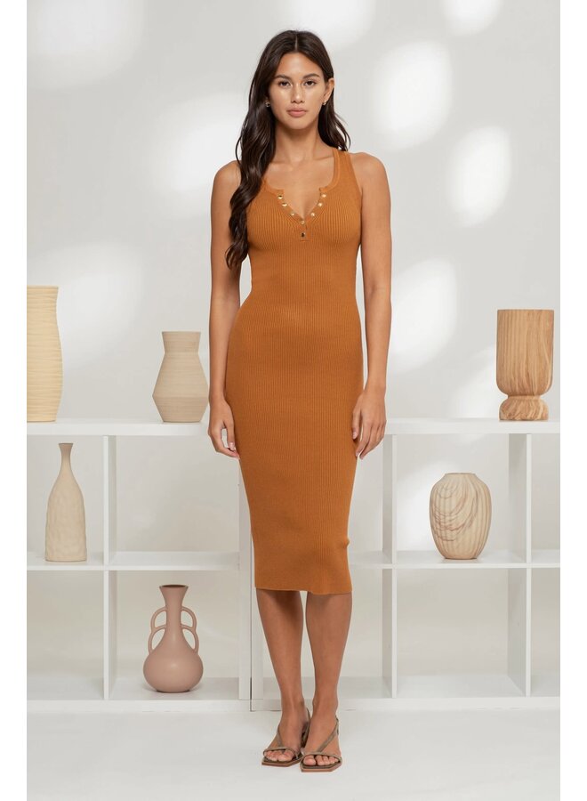 MISS MIDI HENLEY SLEEVELESS DRESS