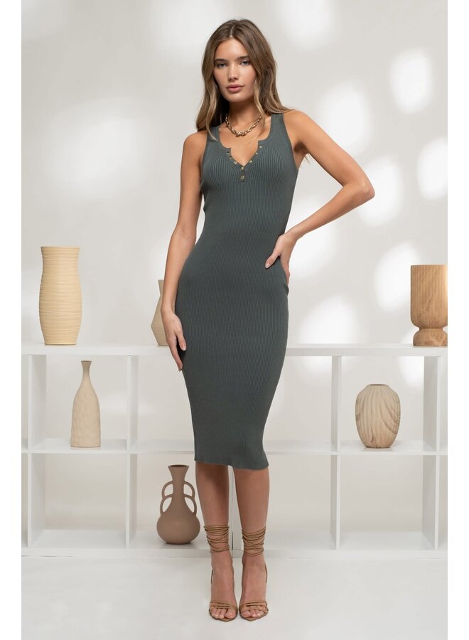 MISS MIDI HENLEY SLEEVELESS DRESS