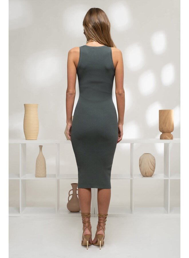 MISS MIDI HENLEY SLEEVELESS DRESS