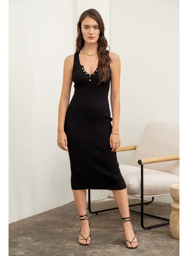 MISS MIDI HENLEY SLEEVELESS DRESS