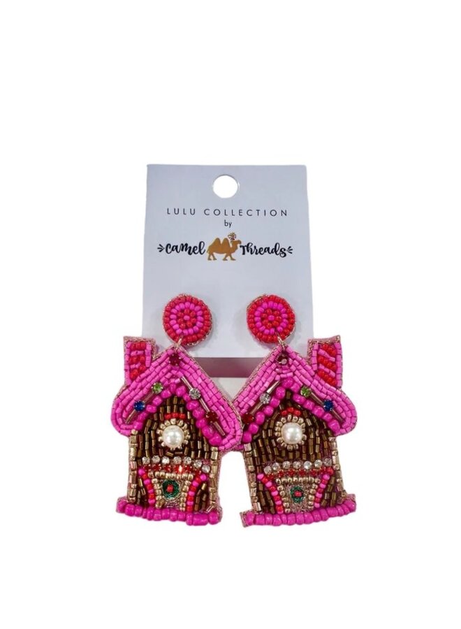 GINGERBREAD HOUSE BEADED EARRING