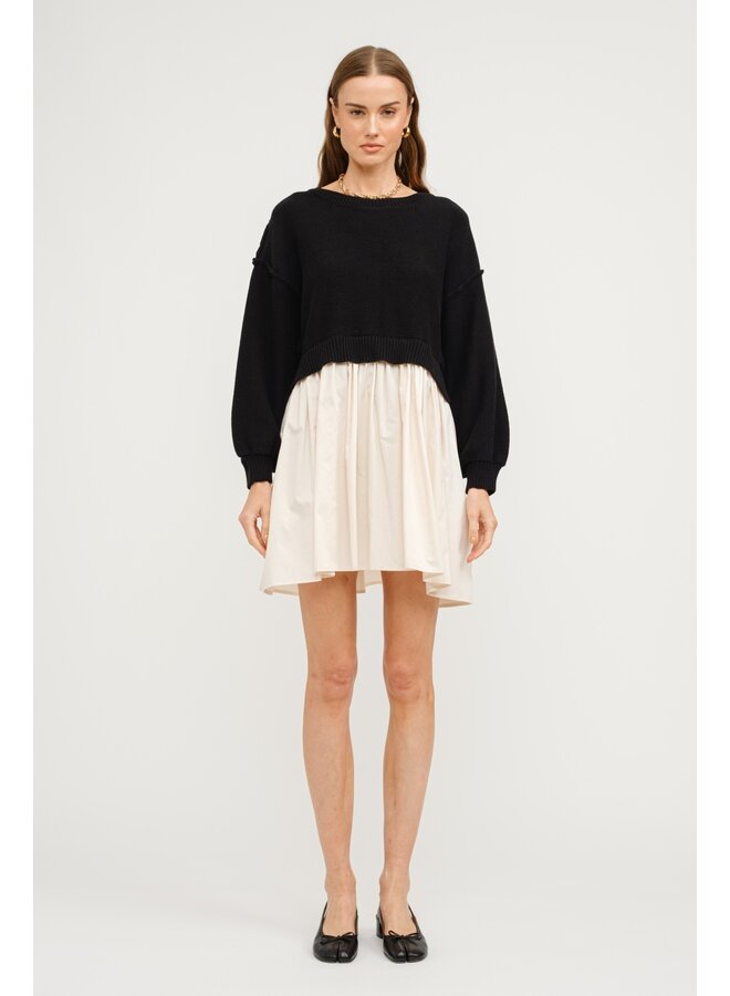 MIX IT UP BLACK SWEATER DRESS