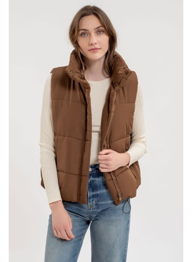 WINTER READY PUFFER VEST-BROWN