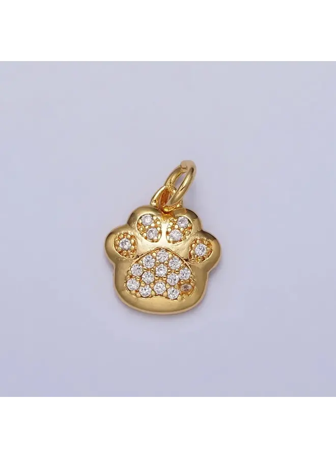 16K GF CZ ANIMAL PAW-PRINT CHARM