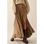 OPULENT FLOW FRONT-SLIT MAXI SKIRT ESPRESSO