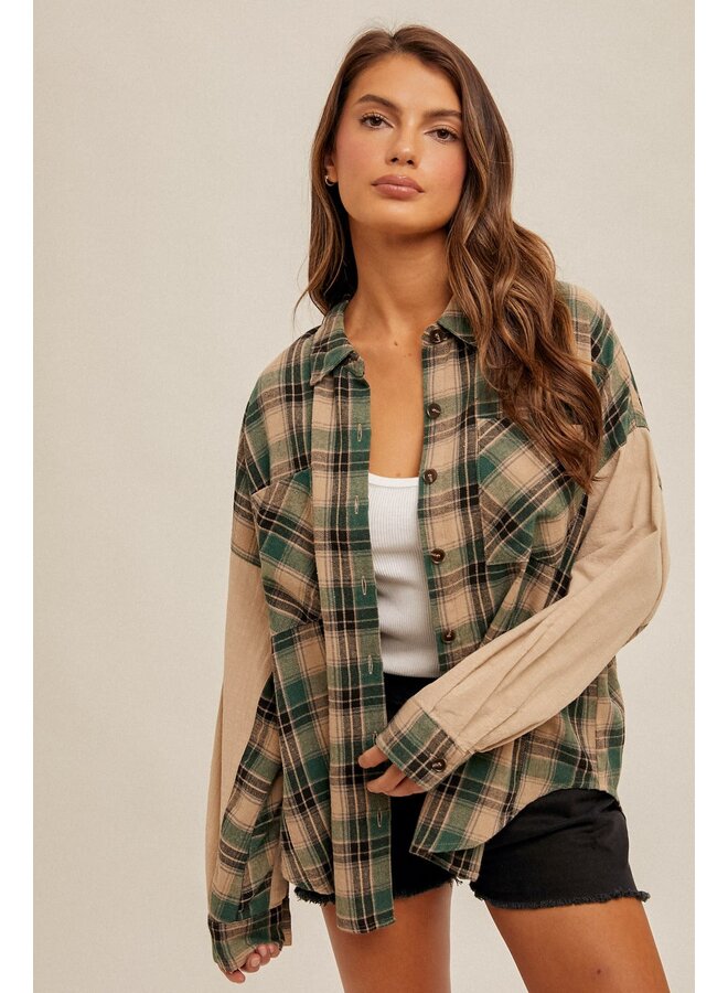 URBAN CASUAL PLAID BUTTON DOWN PINE