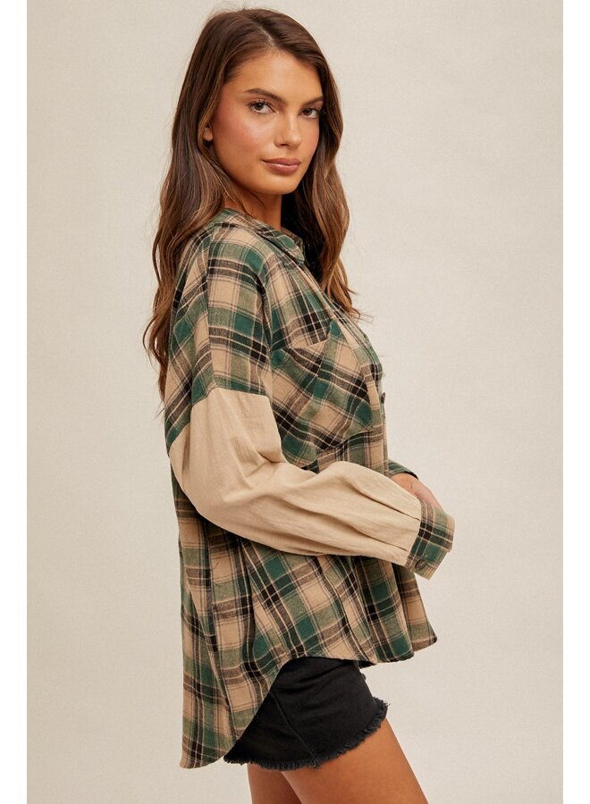 URBAN CASUAL PLAID BUTTON DOWN PINE