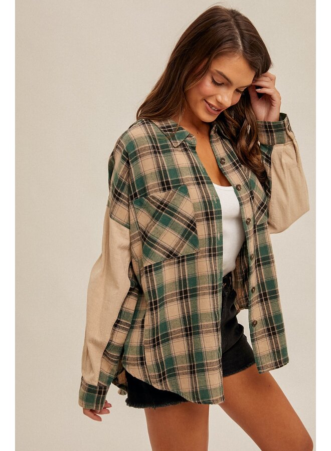 URBAN CASUAL PLAID BUTTON DOWN PINE