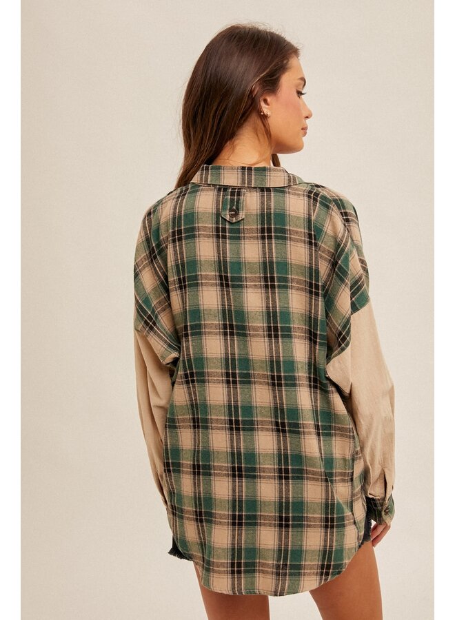 URBAN CASUAL PLAID BUTTON DOWN PINE