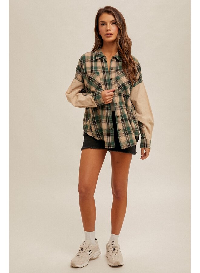 URBAN CASUAL PLAID BUTTON DOWN PINE
