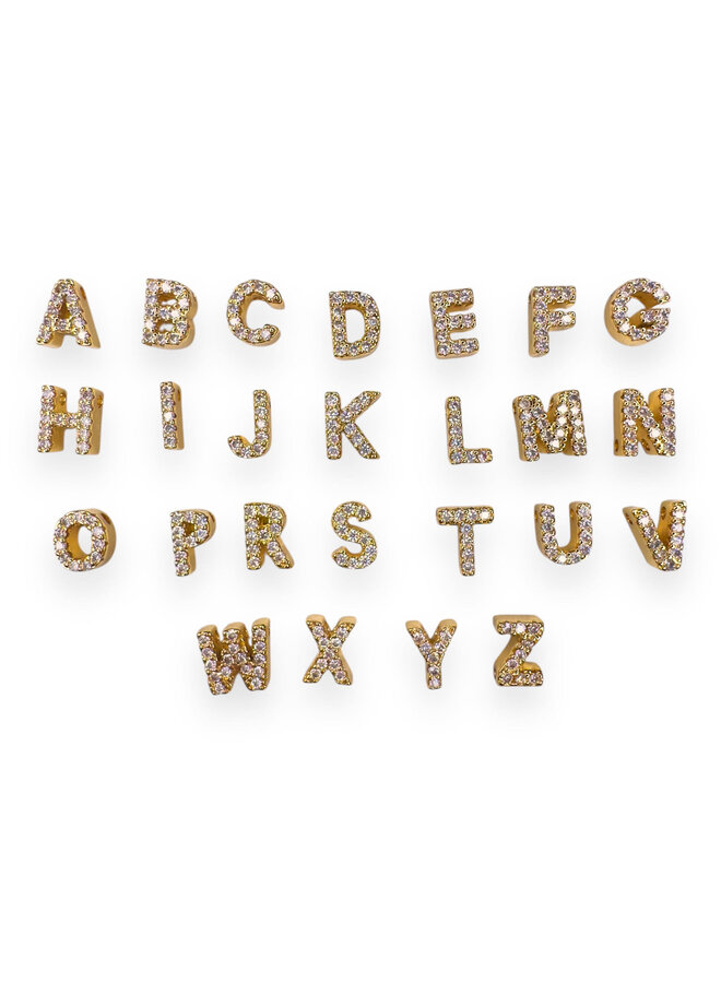 18KGF CRYSTAL SLIDE INITIAL CHARM
