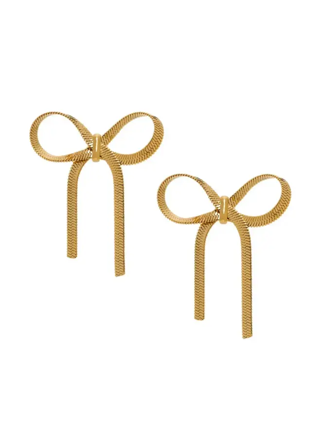 ARIN 24KGF HERRINGBONE BOW EARRINGS