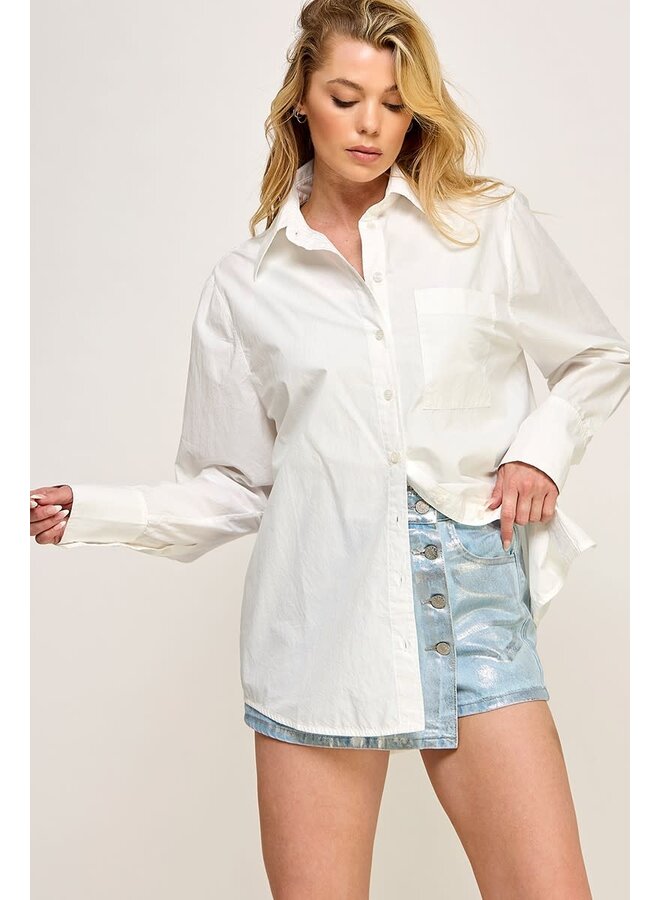 POPLIN OVERSIZED BUTTON DOWN SHIRT
