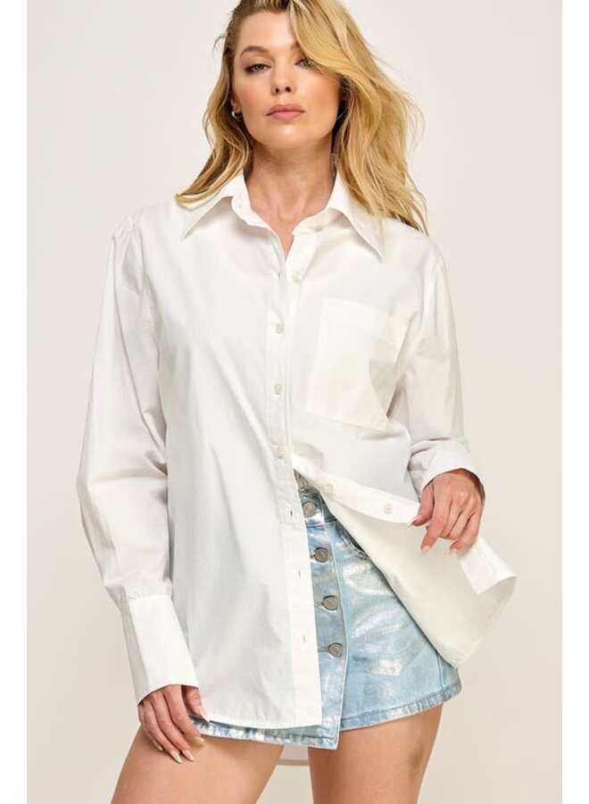POPLIN OVERSIZED BUTTON DOWN SHIRT