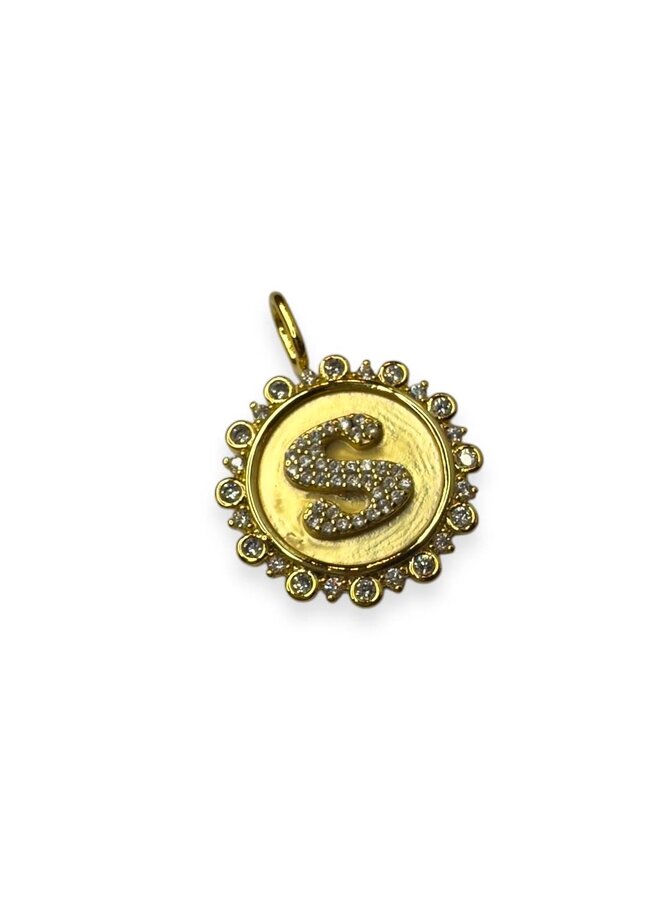 14KG PLATED VINTAGE COIN INITIAL CHARM