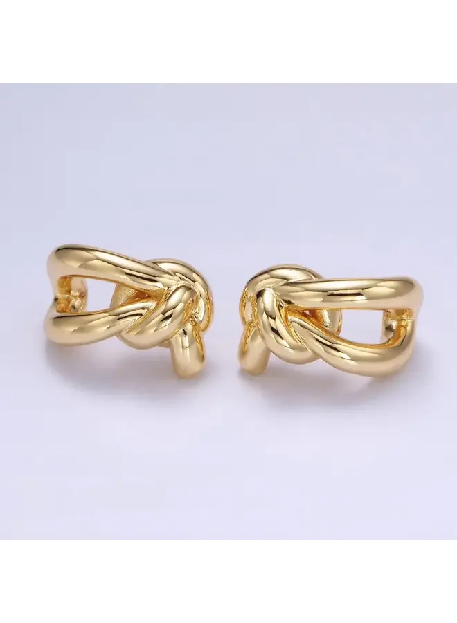 ELARA 24KGF KNOTTED HOOP EARRINGS