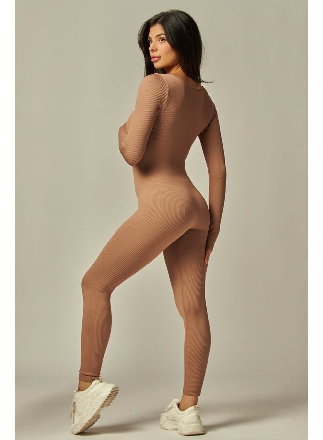 IN MY COMFORT ERA ONESIE-TAUPE