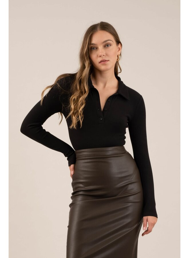 CLASSY GIRL COLLARED L/S BODYSUIT